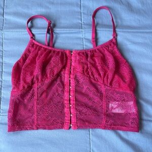 Garage Pink Lace Bralette with Adjustable Straps